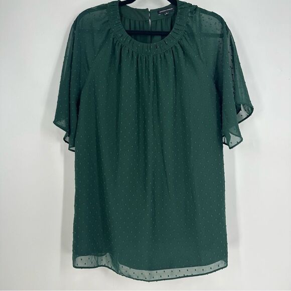 Universal Standard Tops - UNIVERSAL STANDARD Green Swiss Dot Short Sleeve Blouse Top Sz S